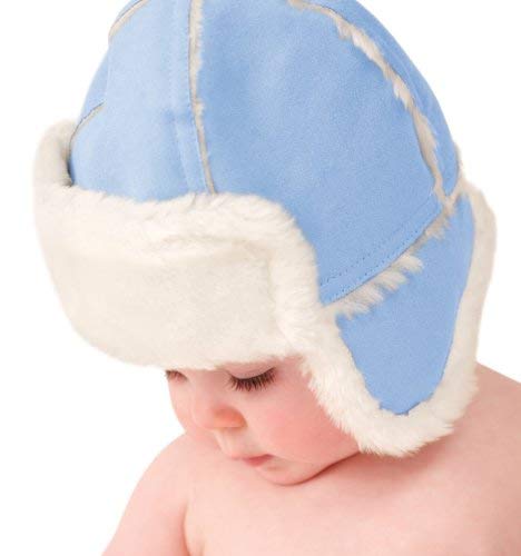 Kiddopotamus Sherpa Faux Suede Hat Large 12- 18 Months, Blue (Discontinued by Manufacturer)