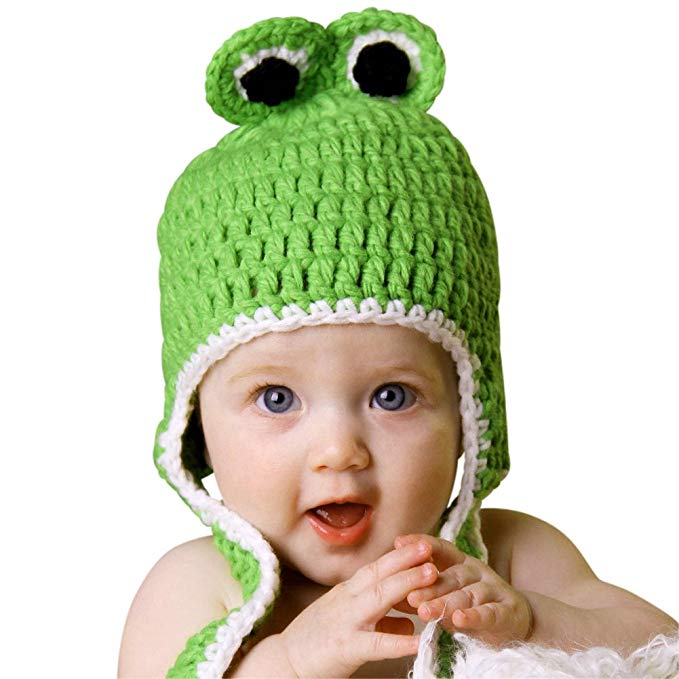 Melondipity Boys Froggy Earflap Crochet Baby Hat - High Quality Green Beanie