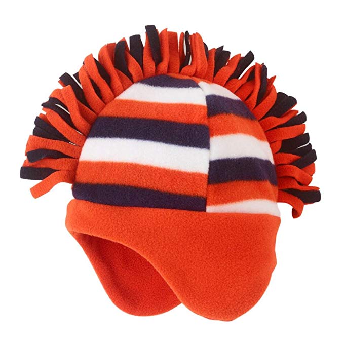 The Children's Place CP Infant Boys Striped Orange Fleece Mohawk Style Trapper Hat 12-24 Months