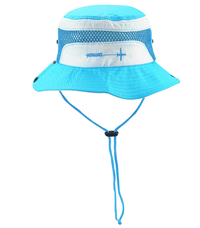 Abbyling68 Boy's Girl's Sun Hat with Chin Strap,Adjustable Head Size,50+ UPF Cotton