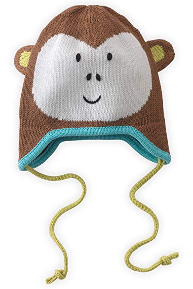 Joobles Organic Baby Earflap Cap - Mel the Monkey (0-12 Months)