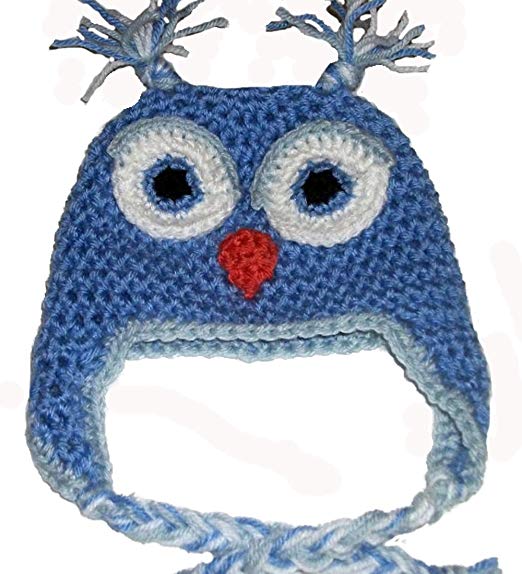 Sweet Lullabiez Handmade Bluebell & Gray Owl Beanie / Hat Size 4T-5T