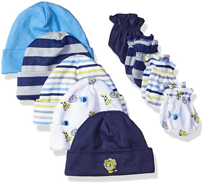 Gerber Baby Pack of 5 Caps & 4 Mittens