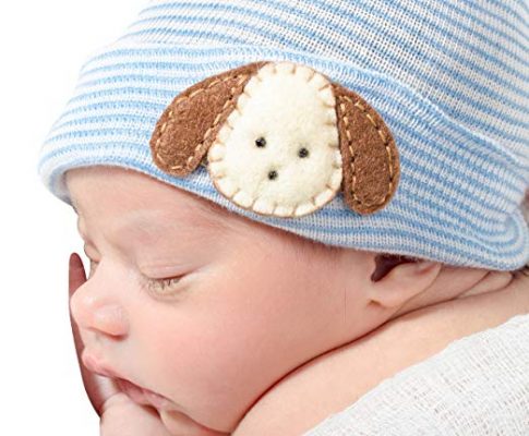 Infanteenie Beenie blue and white puppy baby boy newborn hospital hat Review