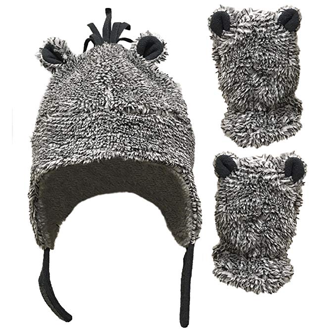 N'Ice Caps Little Boys and Baby Sherpa Lined Fleece Hat Mitten Set with Ears
