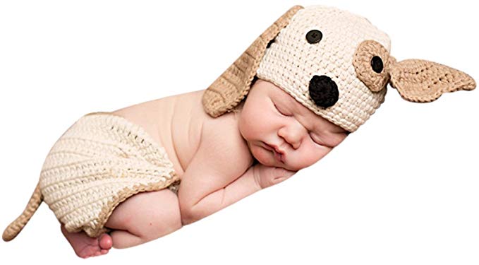 Melondipity Perfect Puppy Dog Baby Hat & Diaper Cover SET - Newborn / Infant