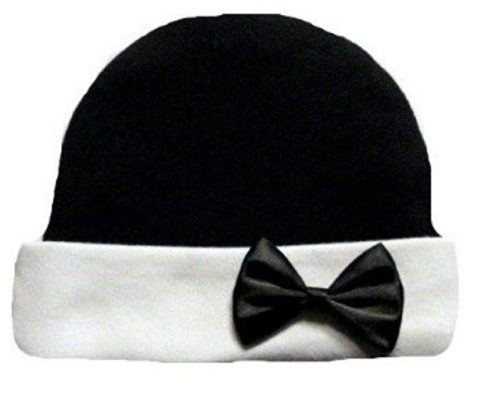Jacqui’s Unisex Baby Black and White Hat with Black Bow Tie Review