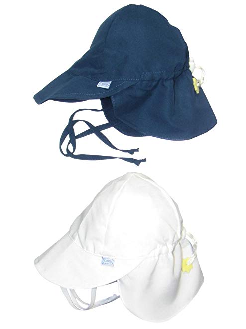 i play... 2 Pack UPF 50+ Sun Protection Flap Sun Hats/Beach Hats Solid White