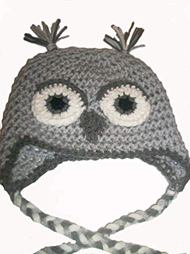 Sweet Lullabiez Handmade Gray Owl Beanie / Hat Size 2T-3T