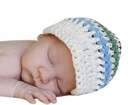 Melondipity Boys Handmade Show Your Stripes White Crochet Visor Beanie Baby Hat Review