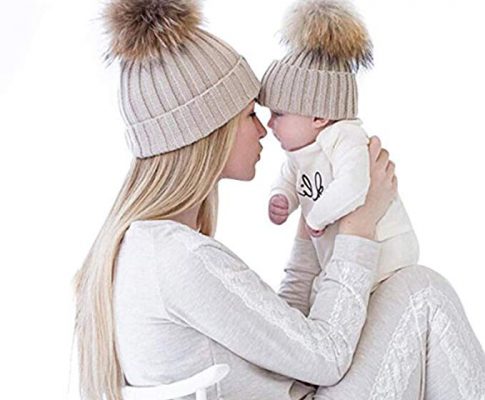 oenbopo 2PCS Parent-Child Hat Warmer, Mother & Baby Daughter/Son Winter Warm Knit Hat Family Crochet Beanie Ski Cap Review