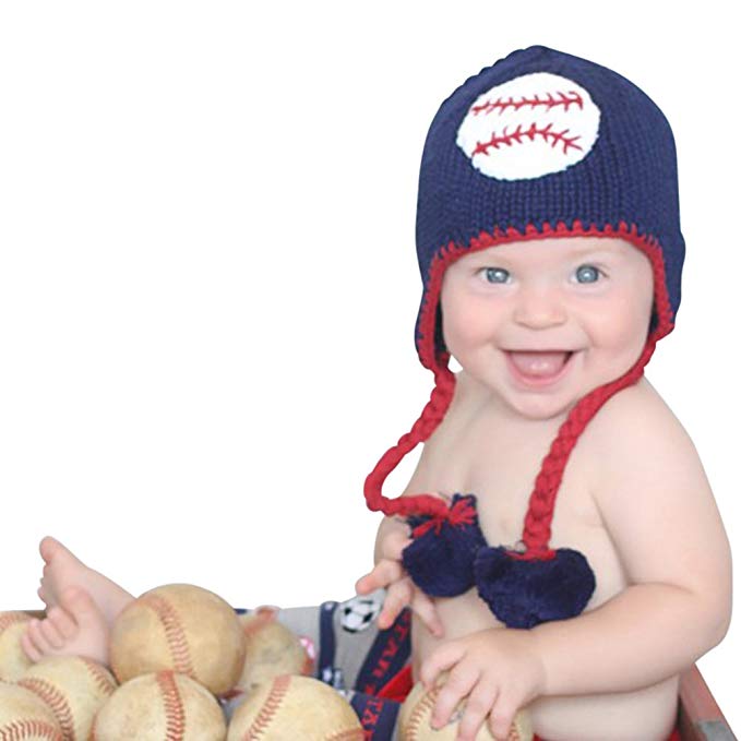 Melondipity Boys Baby Baseball Hat - Premium Handmade Blue Knit Beanie