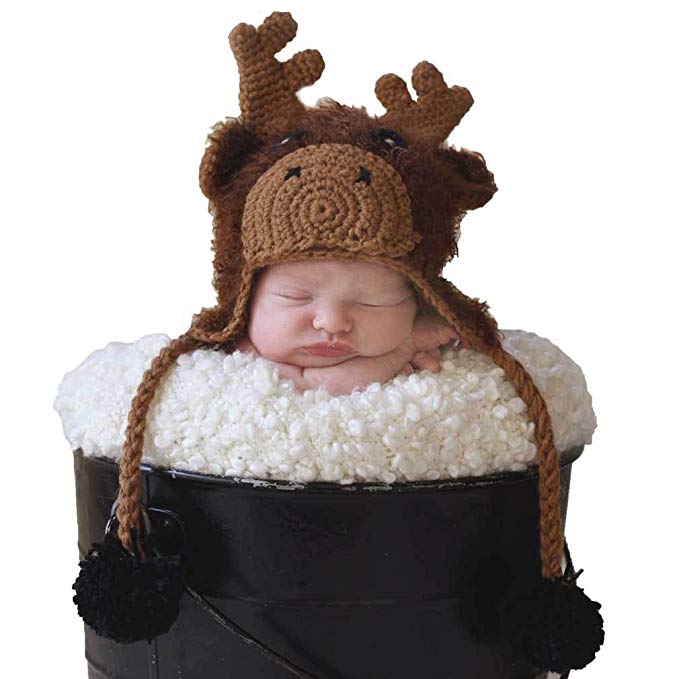Huggalugs Baby and Toddler Boys or Girls Moose Beanie Hat