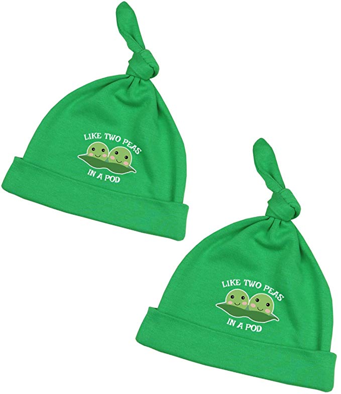 BabyPrem Baby Twins 2 Hats Cotton Clothes Peas in Pod Newborn - 12 Months Green