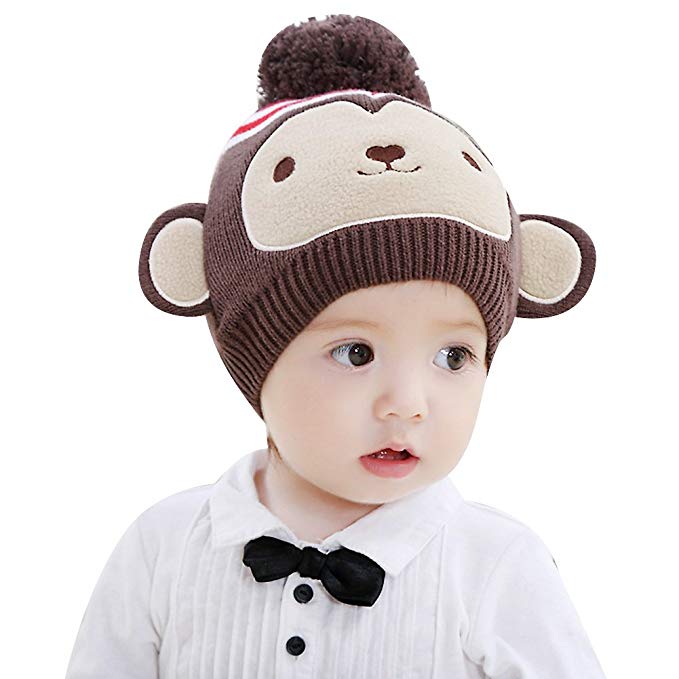 IMLECK Infant Brown Bear Baby Pure Cotton Knit Hat