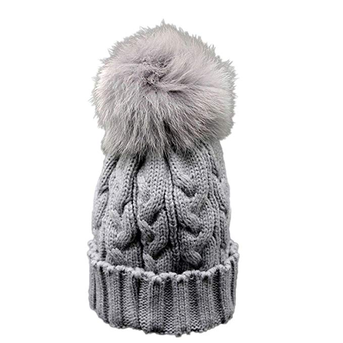 Tuscom Toddler Baby Winter Crochet Hat Fur Wool Knit Beanie Warm Cap