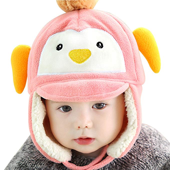 Lean In Baby Girls/Boys Winter Warm Penguin Earflap Hats Caps Infant Beanie Fleece Hem - 2016 best gift in USA