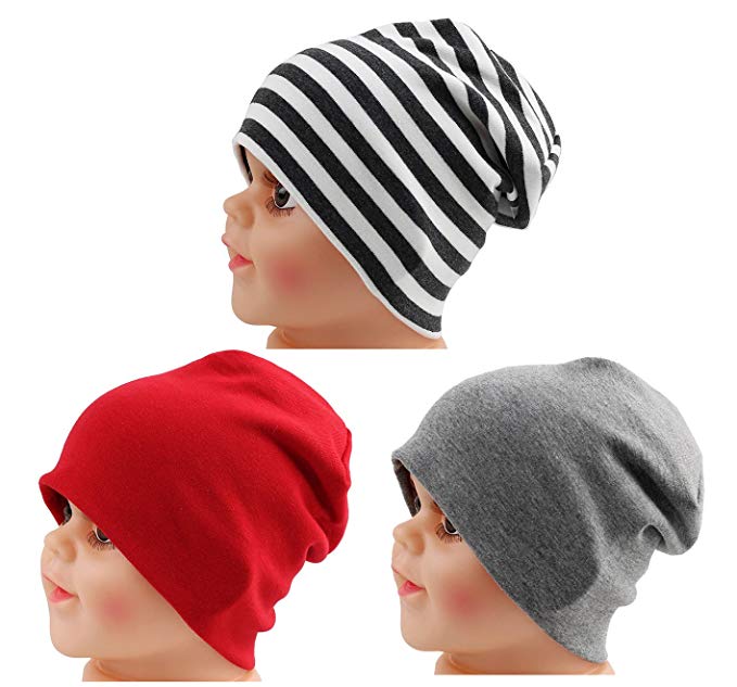 JAKY Global Cotton Kids Beanie Hat for Cute Baby Boy/Girl Toddler Ribbed Knit Children Winter Cap