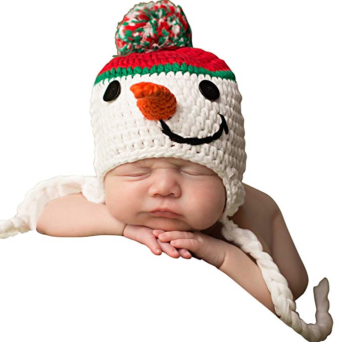 Melondipity Boys Sweet Snowman Baby Hat - Holiday Winter Crochet Beanie