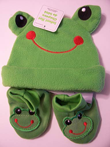 Infant Animal Hat and Booties Set ~ Frog (One Size Fits All)