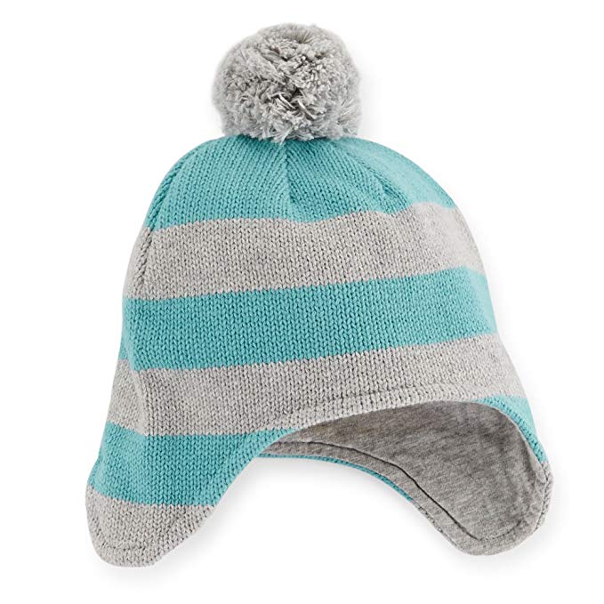 Carter's Baby Boys' Striped Trapper Hat (Turquoise Grey)