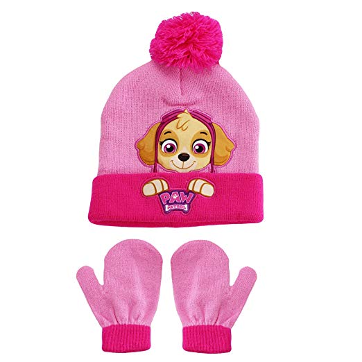 PAW Patrol Skye Nickelodeon Winer Hat and Mitten Set Pink Toddler Girls 2T-4T