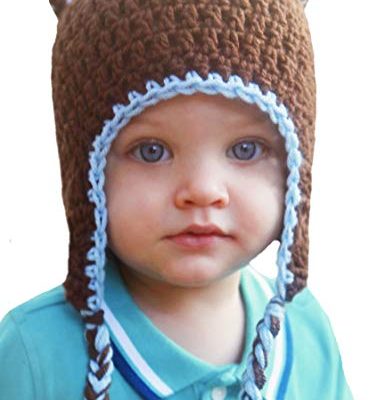 Melondipity’s Baby Boy Bear Hat Blue Brown with Braids Handmade Crochet Beanie Review