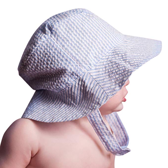 Huggalugs Baby and Toddler Boys Blue Seersucker Bucket Hat