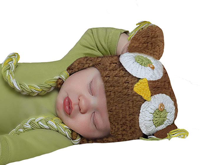 Melondipity Boys Brown, Green Sweet Crochet Owl Baby Hat - Quality Beanie