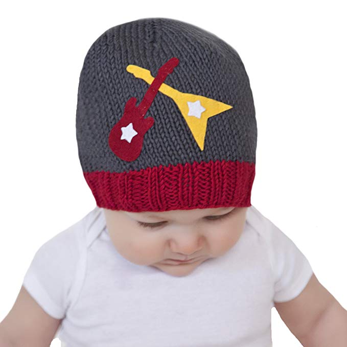 Zooni By Melondipity Gray Baby Boys Hat - Guitar with Dueling Guitar Applique