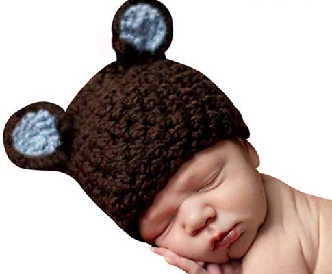 Melondipity Boys Organic Brown & Blue Chunky Sugar Bear Crochet Beanie Baby Hat Review