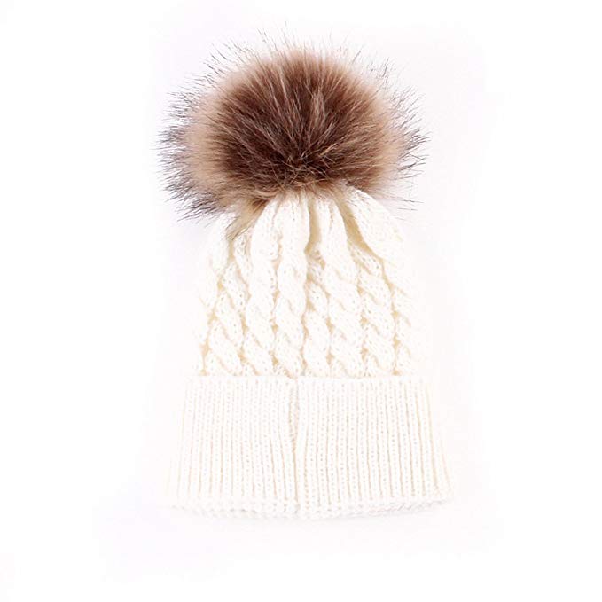 oenbopo Baby Winter Warm Knit Hat Infant Toddler Kid Crochet Hairball Beanie Cap