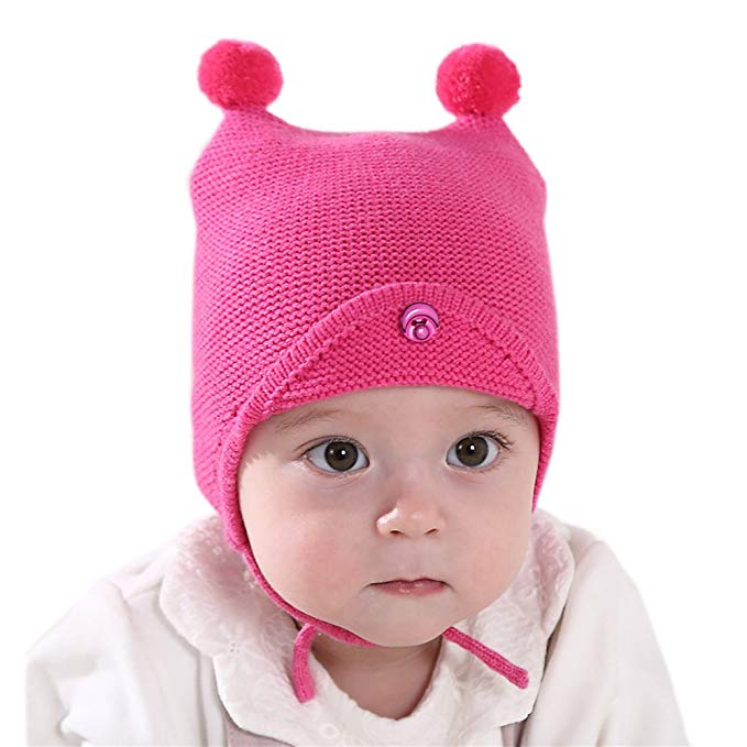 ivya Adorable Baby Kid's Warm Fall Winter Hat Ear Protected Knitted Contton Hat For Girls Boys
