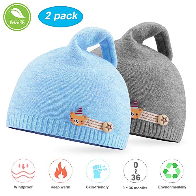 NIOFEI Baby Winter Beanie Hats For Unisex Baby Boys Girls Soft Cotton Cute Toddler Infant Kids Knit Beanies Hats Caps