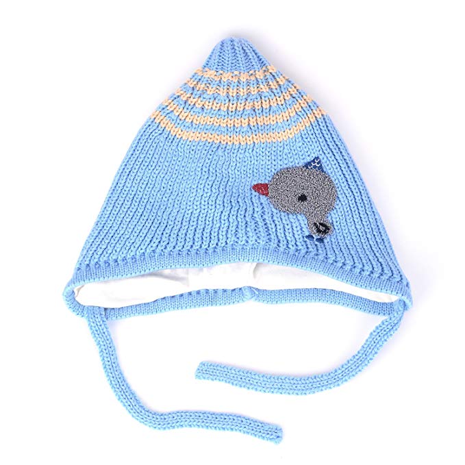 HomeDay Baby Earflap Hat Strap Winter Knit Baby Bonnet Toddler Beanie Cap