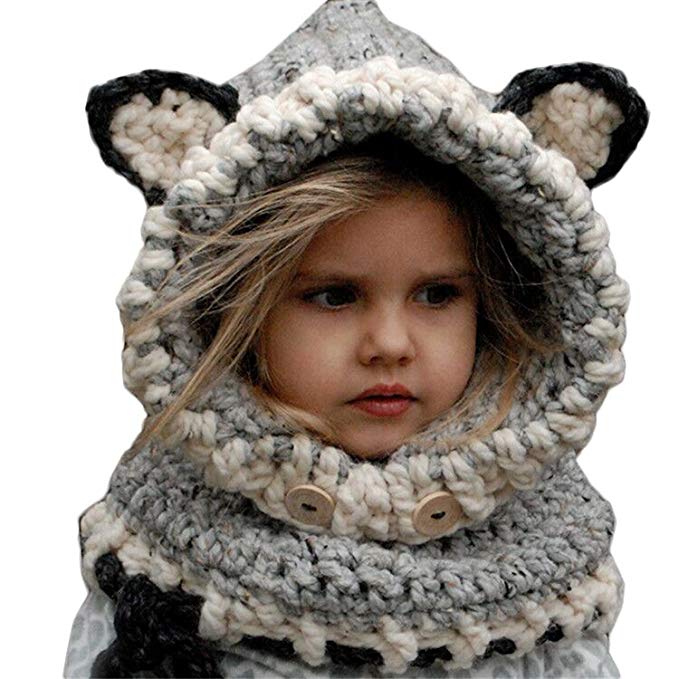 King Star Winter Kids Warm Fox Animal Hats Knitted Scarf Beanies for Autumn Winter