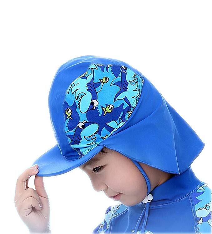 UPF 50+ Sun Hat Baby Boys' Flap Sun Protection Swim Pool Sun Hat for 1-4 Years Baby