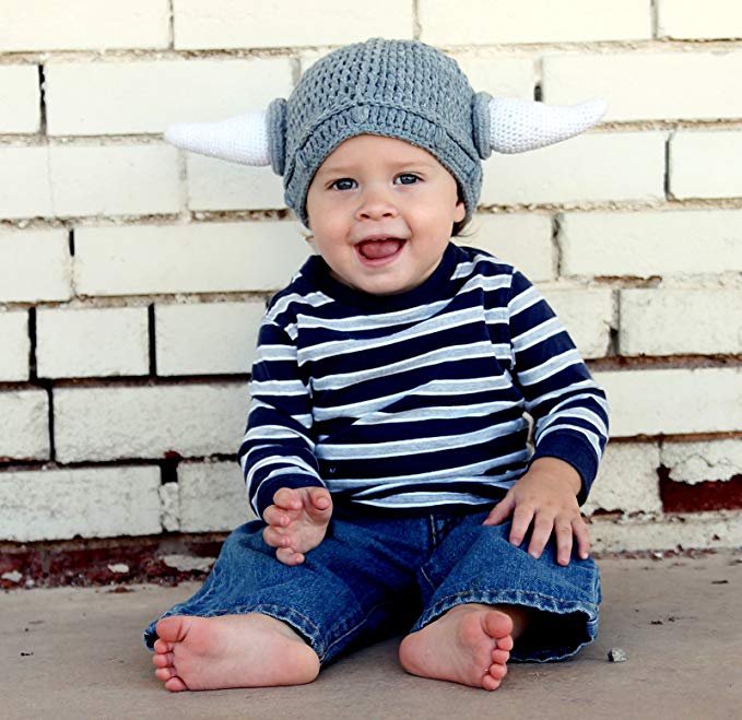Milk protein cotton yarn handmade viking hat - fits 3-8 year old toddler