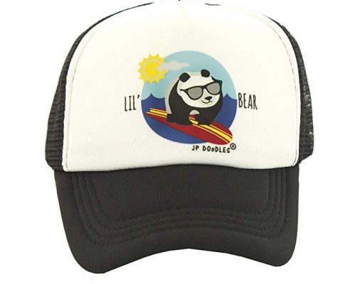 JP DOoDLES Little Surfer Panda Bear Boy on Kids Trucker Hat. Available in Baby, Toddler, and Youth Sizes. Review