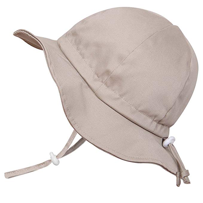 Baby Toddler Kids Sun Hat with Chin Strap, Adjustable Head Size, 50+ UPF Cotton Brim Bucket Hat