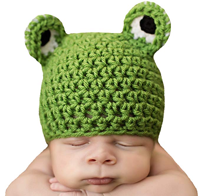 Melondipity Boys Mr. Froggy Green Crochet Baby Hat - Quality Handmade Beanie