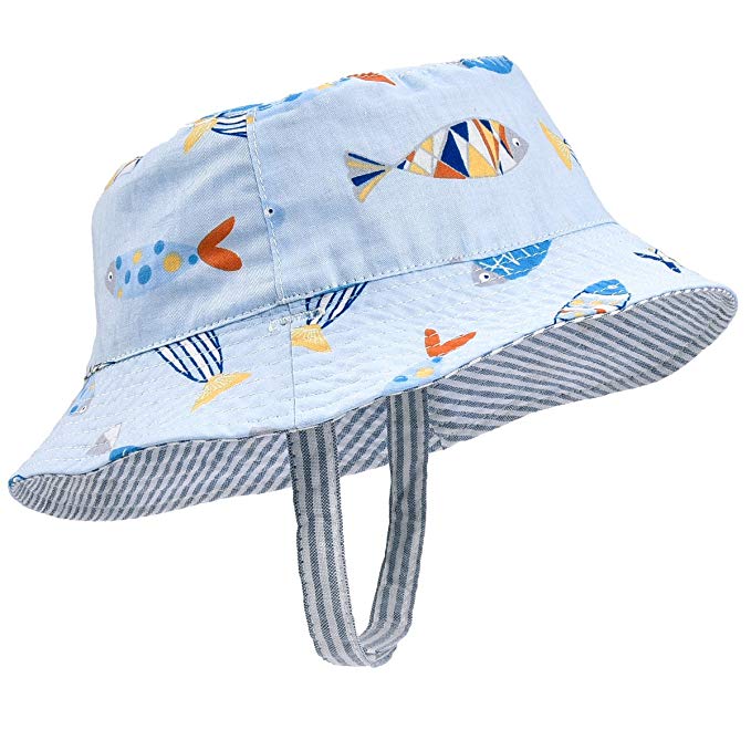 Toddler Kids Summer Sun Hat Boys Girls Reversible Cotton Bucket Hat ...